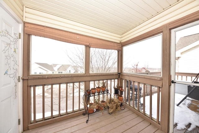 view of unfurnished sunroom