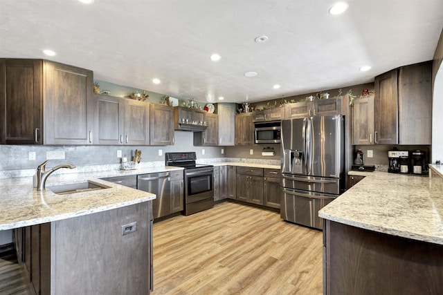 1545 County Rd I, Oshkosh, WI 54902 - kitchen featuring stainless steel appliances, light stone countertops, a sink, and recessed lighting