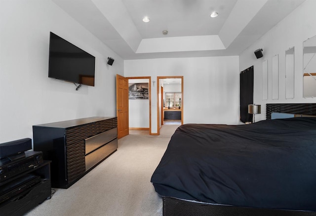 1495 Cattail Ln, Fond Du Lac, WI 54937 - bedroom featuring light carpet, recessed lighting, baseboards, and a raised ceiling