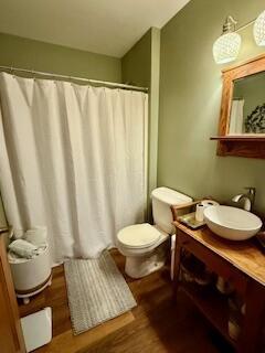 1330 Harvest Cir, Holmen, WI 54636 - full bath featuring toilet, vanity, and wood finished floors