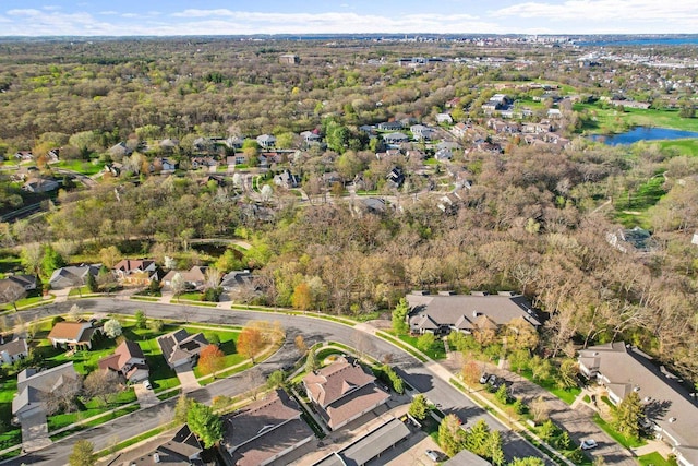 aerial view featuring a residential view and a water view