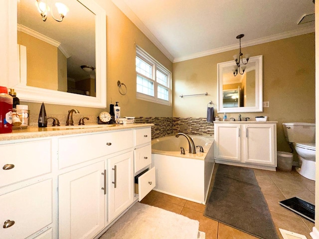 bathroom featuring toilet, a sink, and ornamental molding