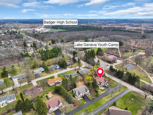 bird's eye view with a residential view