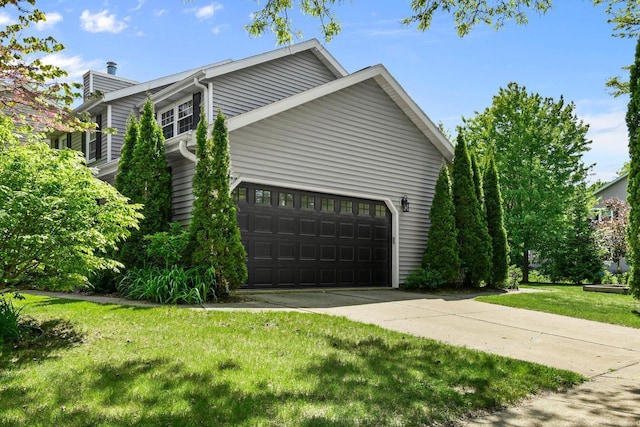 2 Oak Glen Ct, Madison, WI 53717 - view of property exterior featuring a chimney, a lawn, and concrete driveway