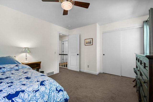 2 Oak Glen Ct, Madison, WI 53717 - bedroom with carpet floors, baseboards, a closet, and ceiling fan
