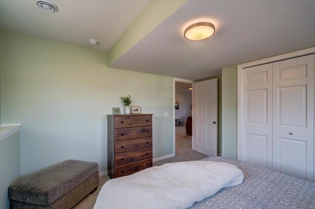 4062 Red Hawk Run, Black Earth, WI 53515 - bedroom featuring visible vents, baseboards, carpet flooring, and a closet