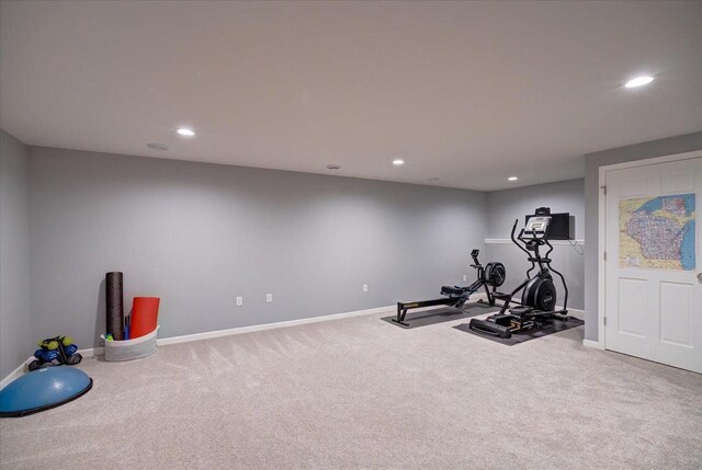 4062 Red Hawk Run, Black Earth, WI 53515 - exercise area featuring recessed lighting and carpet floors