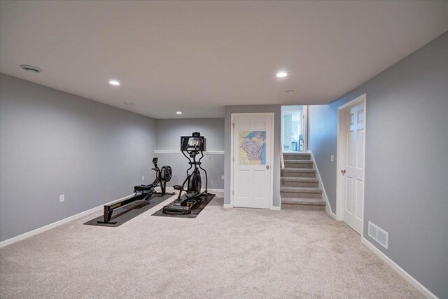 4062 Red Hawk Run, Black Earth, WI 53515 - workout area with carpet flooring, visible vents, and recessed lighting