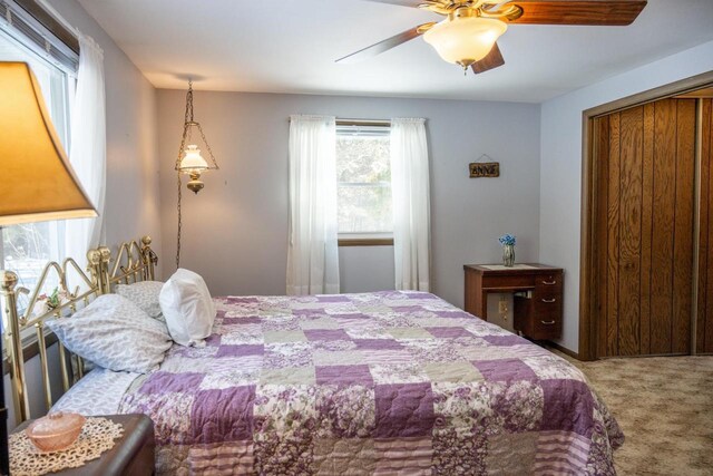 W5384 25th St, Necedah, WI 54646 - bedroom with a closet, carpet flooring, and ceiling fan