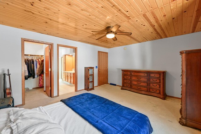 29323 Riverview Ln, Waterford, WI 53185 - bedroom featuring light carpet, a spacious closet, a closet, and wooden ceiling