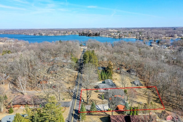 29323 Riverview Ln, Waterford, WI 53185 - birds eye view of property with a water view