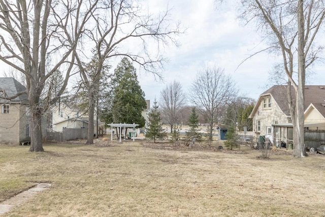 view of yard with fence