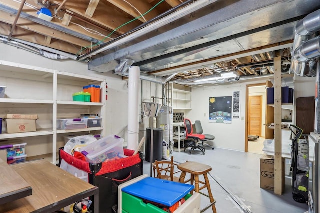 view of unfinished basement