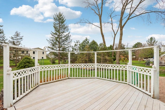 deck with a yard