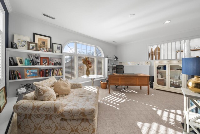 1066 Edinborough Ct, Lake Geneva, WI 53147 - bedroom with crown molding, carpet, visible vents, and recessed lighting