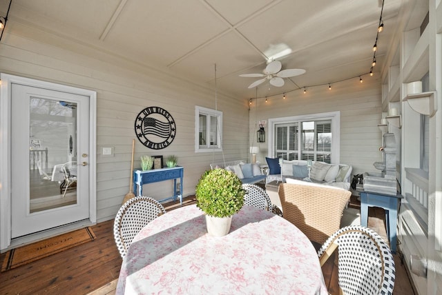 1066 Edinborough Ct, Lake Geneva, WI 53147 - sunroom / solarium with ceiling fan and an outdoor hangout area