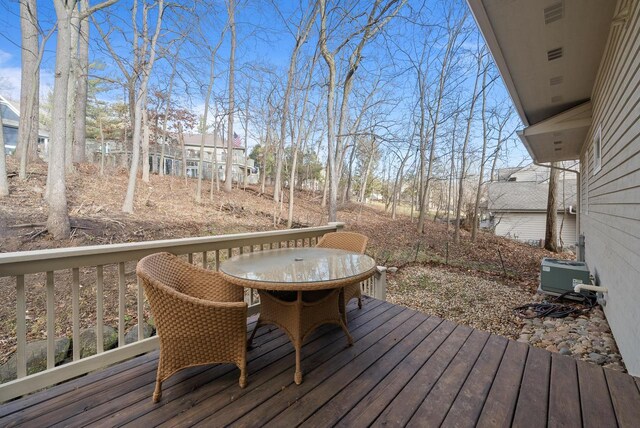 1066 Edinborough Ct, Lake Geneva, WI 53147 - wooden deck with central AC and outdoor dining area