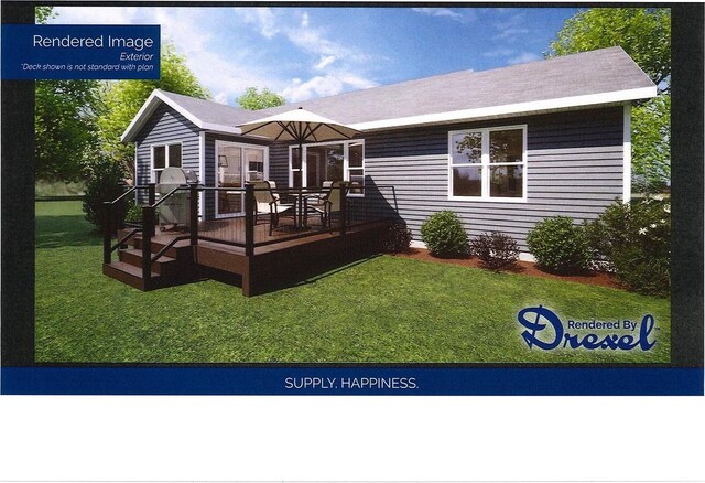LOT3CSM7857 Hall St, Ripon, WI 54971 - back of property featuring a wooden deck and a lawn