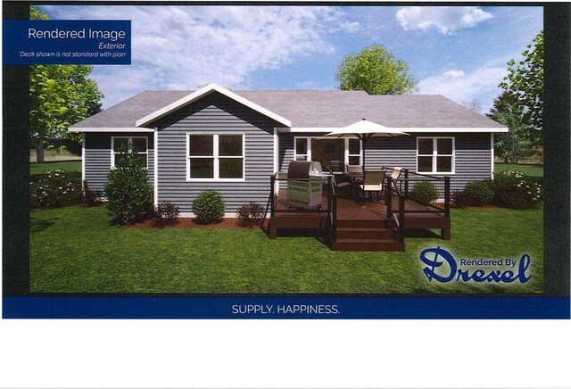 LOT3CSM7857 Hall St, Ripon, WI 54971 - rear view of house with a deck and a lawn