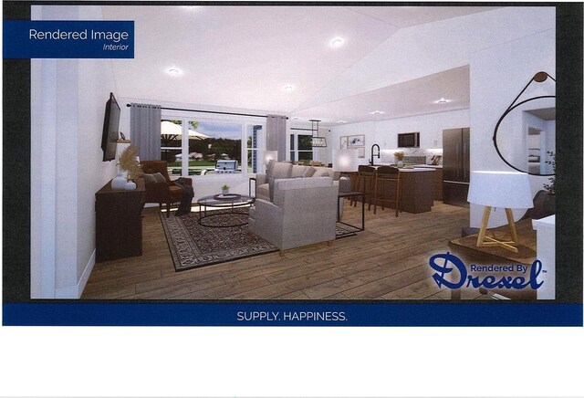LOT3CSM7857 Hall St, Ripon, WI 54971 - living area with recessed lighting, vaulted ceiling, and wood finished floors