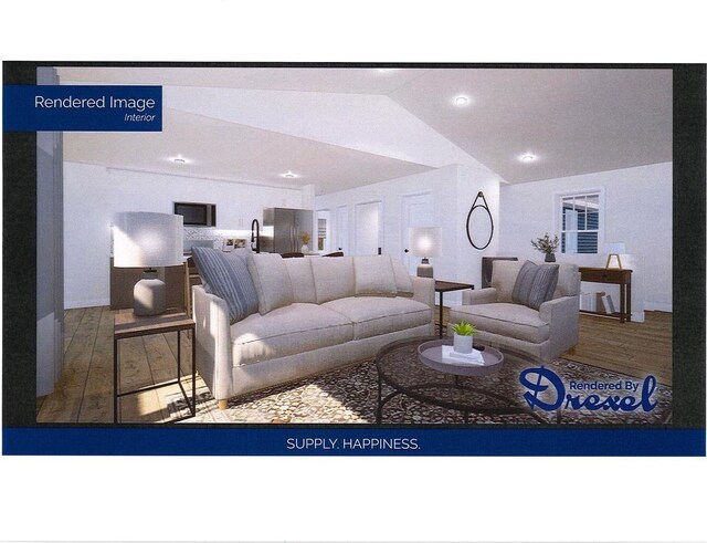 LOT3CSM7857 Hall St, Ripon, WI 54971 - living area with recessed lighting, wood finished floors, and lofted ceiling