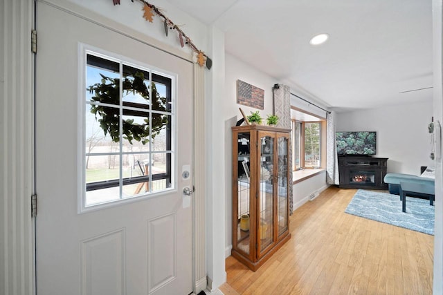 30847 Sun Ct, Burlington, WI 53105 - entryway with light wood finished floors, recessed lighting, and baseboards