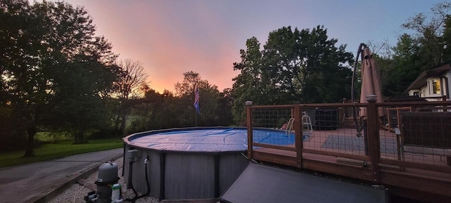 30847 Sun Ct, Burlington, WI 53105 - pool at dusk with an outdoor pool