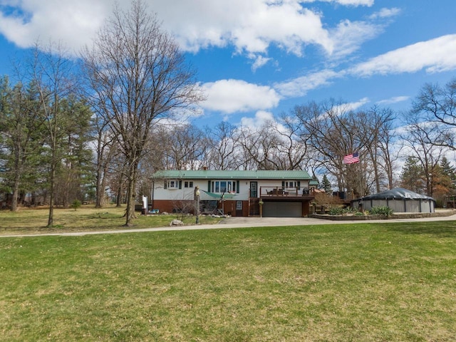 30847 Sun Ct, Burlington, WI 53105 - ranch-style home with a front yard, driveway, stairway, and a garage