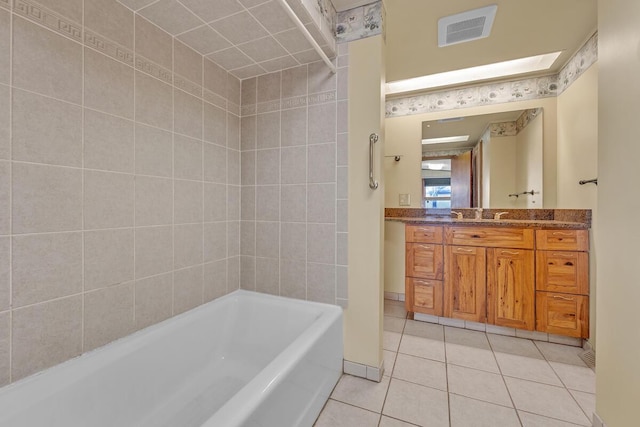 12606 234th Ave, Trevor, WI 53179 - bathroom with  shower combination, visible vents, tile patterned flooring, and vanity