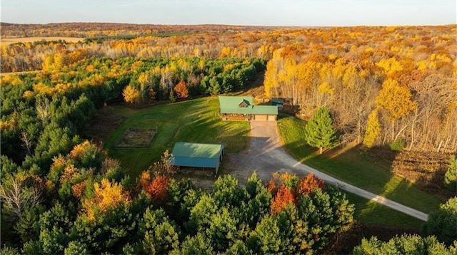 2374 320th St, Clear Lake, WI 54005 - drone / aerial view featuring a wooded view