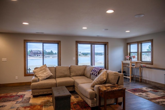 W5677 N Stone Gate Dr, New Lisbon, WI 53950 - living area featuring a wealth of natural light, recessed lighting, and wood finished floors