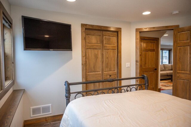 W5677 N Stone Gate Dr, New Lisbon, WI 53950 - bedroom with visible vents, recessed lighting, and wood finished floors