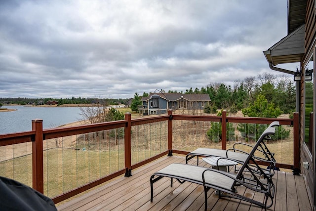 W5677 N Stone Gate Dr, New Lisbon, WI 53950 - wooden terrace featuring a water view
