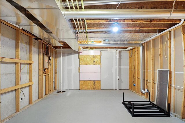 view of unfinished basement