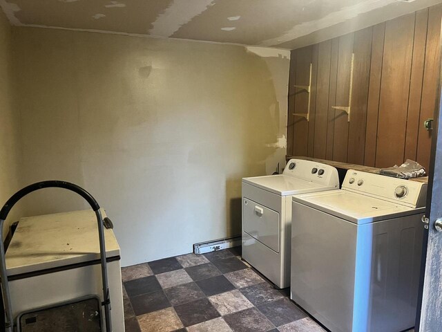 5169 Kratz Rd, Omro, WI 54963 - laundry area featuring separate washer and dryer and stone finish flooring