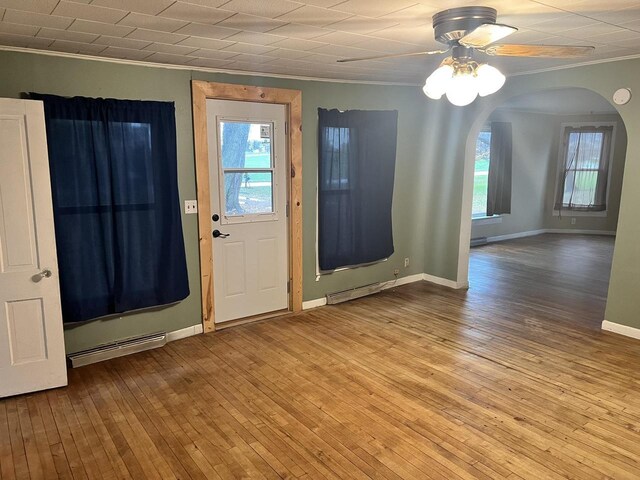 5169 Kratz Rd, Omro, WI 54963 - foyer with a wealth of natural light, hardwood / wood-style flooring, crown molding, and ceiling fan
