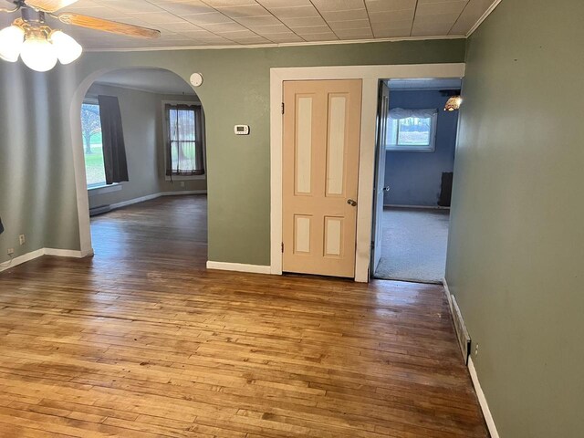 5169 Kratz Rd, Omro, WI 54963 - spare room with baseboards, hardwood / wood-style floors, and ceiling fan