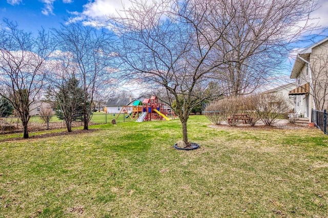 101 Brookview Pl, Combined Locks, WI 54113 - fenced backyard featuring a playground