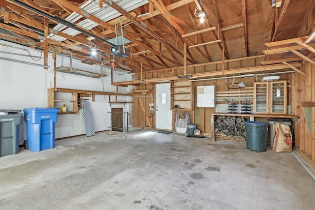 garage with a garage door opener