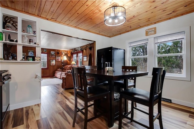 2984 Weirgor Rd, Exeland, WI 54835 - dining area featuring wood ceiling, baseboards, and wood finished floors