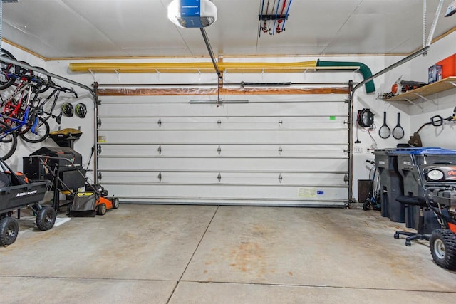 garage with a garage door opener