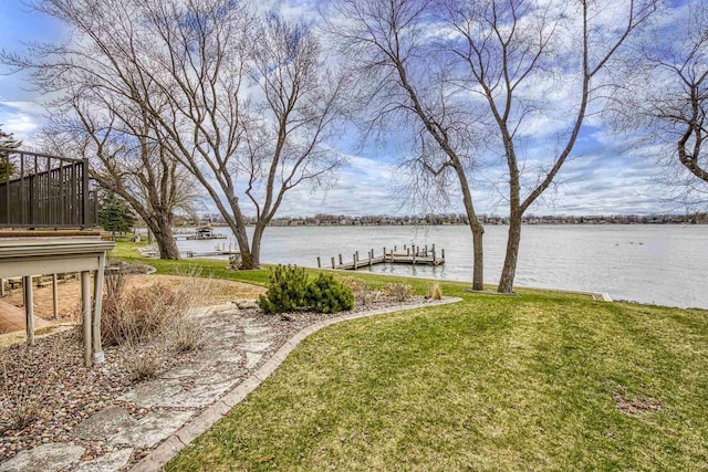 2151 Sunrise Dr, Appleton, WI 54914 - view of yard with a boat dock and a water view