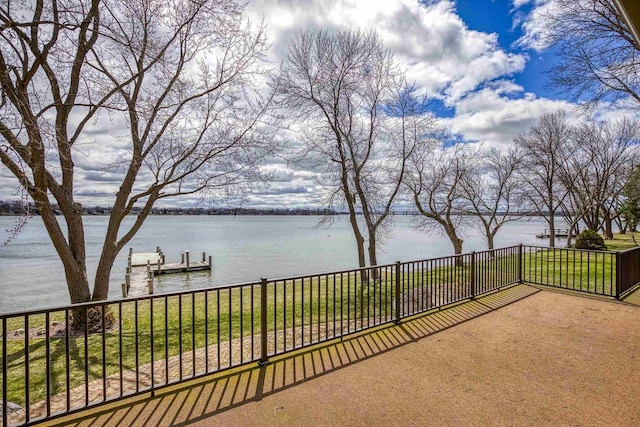 2151 Sunrise Dr, Appleton, WI 54914 - view of patio / terrace with a dock and a water view