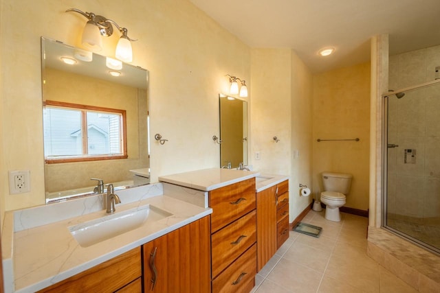 201 E Clearfield Ln, Appleton, WI 54913 - full bathroom featuring toilet, a shower stall, tile patterned flooring, and vanity