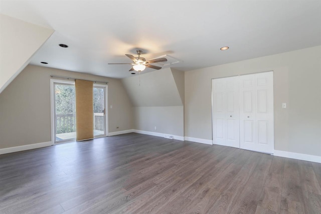 317 Darby Ct, Nekoosa, WI 54457 - additional living space with wood finished floors, baseboards, and ceiling fan
