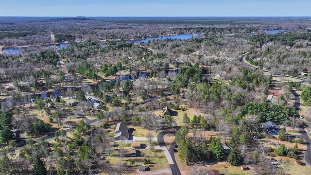 317 Darby Ct, Nekoosa, WI 54457 - bird's eye view featuring a wooded view and a water view