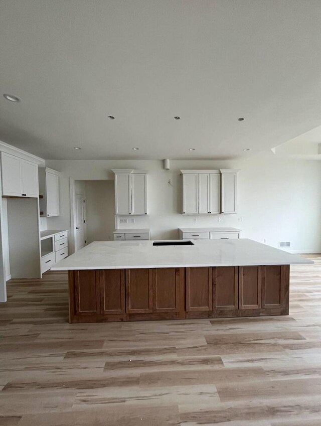 1618 White Deer Trl, Waukesha, WI 53189 - kitchen featuring white cabinets, light wood-style floors, visible vents, and recessed lighting