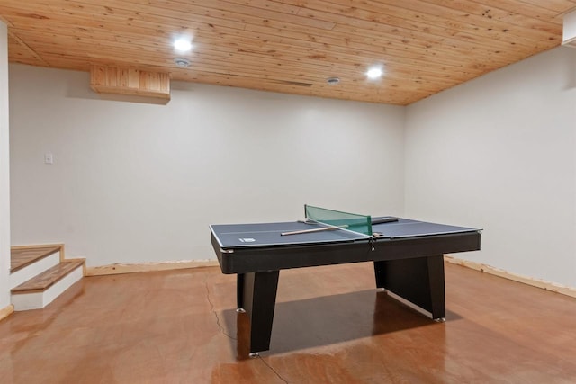 1686 Archer Ave, Nekoosa, WI 54457 - recreation room featuring wood ceiling and recessed lighting