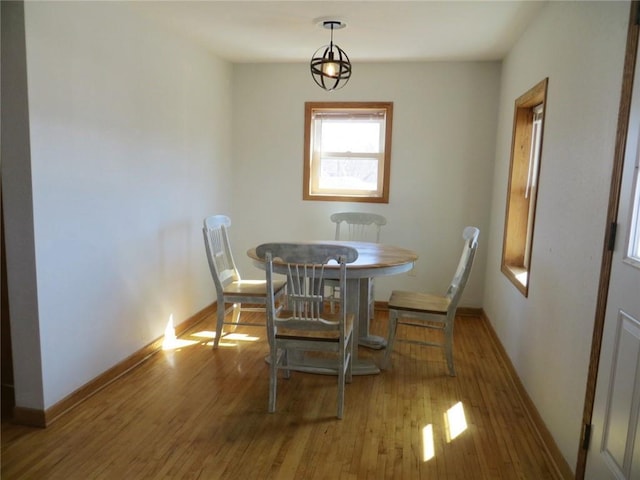 dining room featuring baseboards and wood finished floors