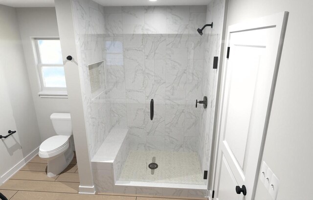 310 Kiddle Ln Unit Lt60, Union Grove, WI 53182 - bathroom featuring baseboards, a shower stall, and toilet